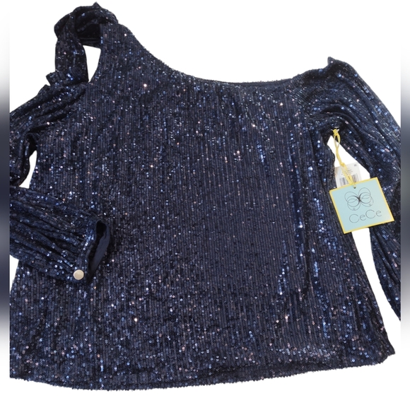 Cece Sequin blouse . Black , blue - Picture 10 of 16